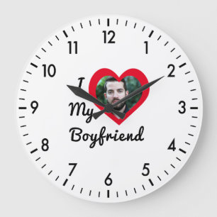 Custom Photo I Love My Boyfriend Bae Personalised Large Clock
