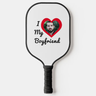 Custom Photo I Love My Boyfriend Bae Personalised Pickleball Paddle
