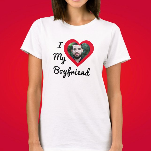 Custom Photo I Love My Boyfriend Bae Personalised T-Shirt (Creator Uploaded)
