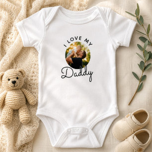 Custom Photo I Love My Daddy Dad Father's Day Baby Bodysuit
