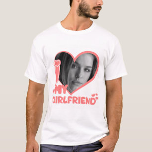 Custom Photo I Love My Girlfriend Cute Love  T-Shirt