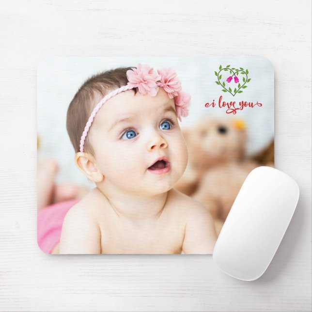 Custom PHOTO / I Love You Mouse Mat (With Mouse)