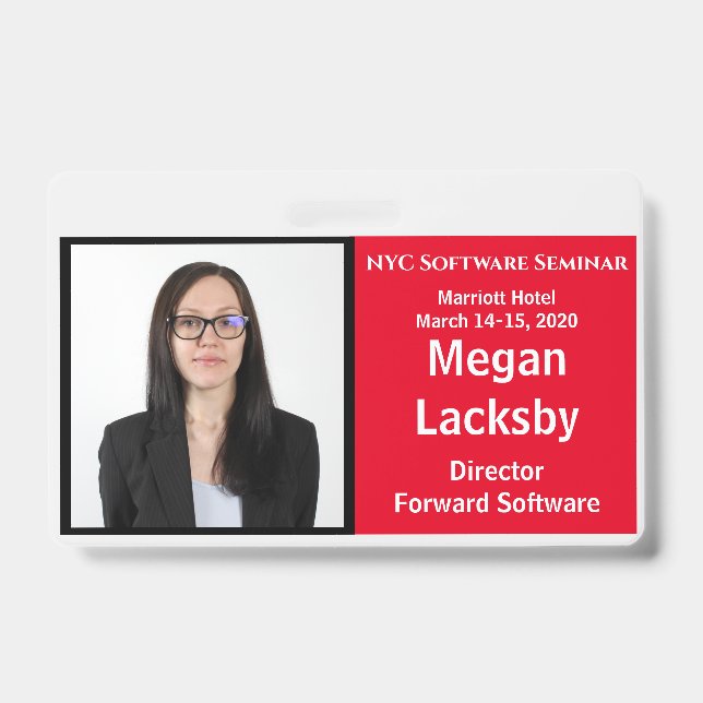 Custom photo ID Event Horizontal Badge (Front)