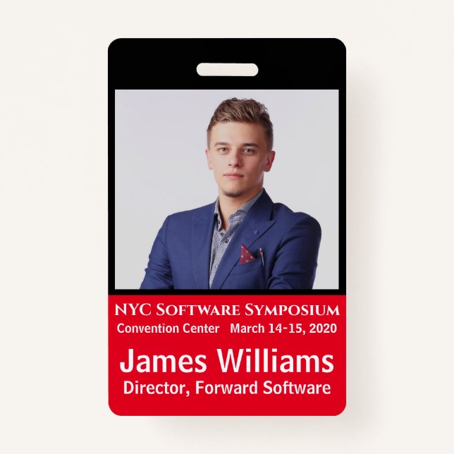 Custom photo ID Event Vertical ID Badge (Front)