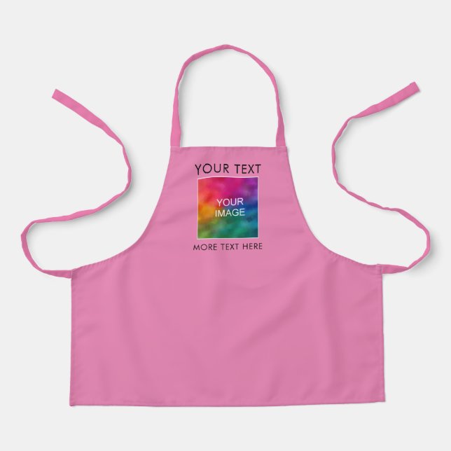 Custom Photo Image Logo Here Cute Pink Kids Girls Apron (Front)