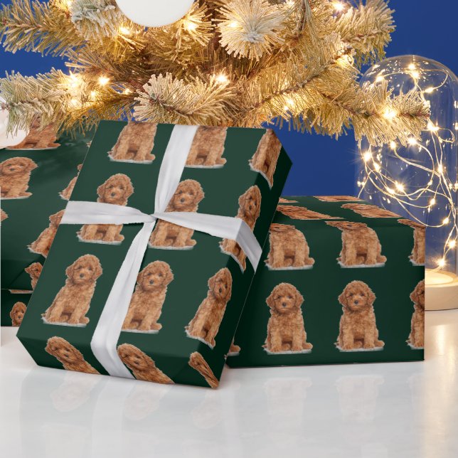 Custom photo image picture logo pattern pine green wrapping paper (Holidays)