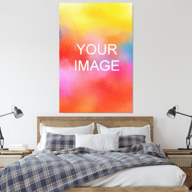 Custom Photo Image Picture Or Logo Stretched Large Canvas Print (Insitu(Bedroom))