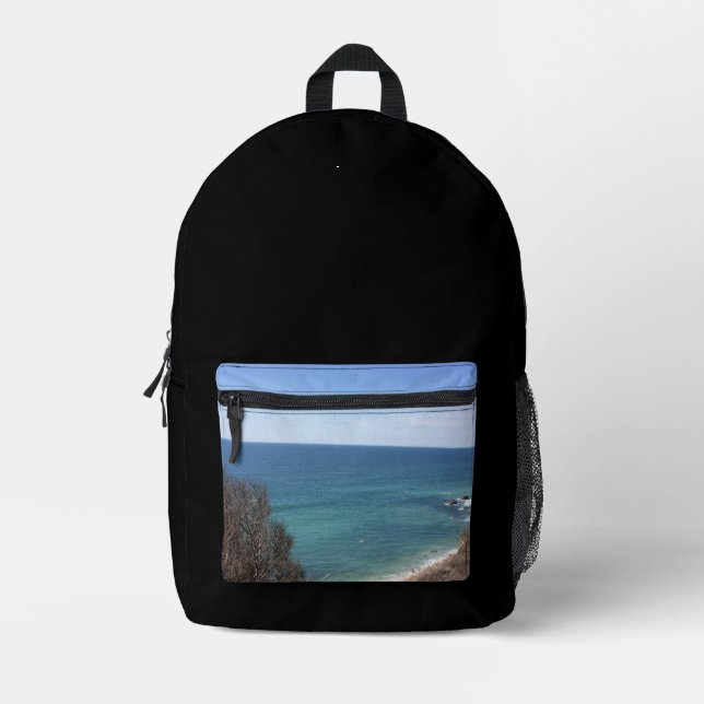 Custom photo image picture personalised black printed backpack (Front)