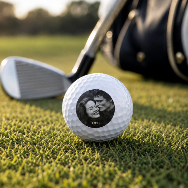 Custom Photo Initial Heart Monogram Couples Gift Golf Balls (Creator Uploaded)