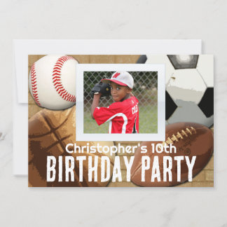 Custom Photo Invitation, Sports Theme Birthday or Invitation