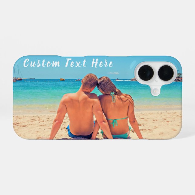 Custom Photo iPhone Case Personalised Text (Back Horizontal)