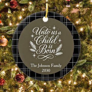 Custom Photo Isaiah 9 6 Christmas Ceramic Tree Decoration