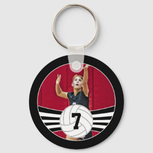 Custom Photo & Jersey Number Volleyball Key Chain