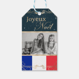 Custom Photo Joyeux Noël French Flag Christmas Gift Tags