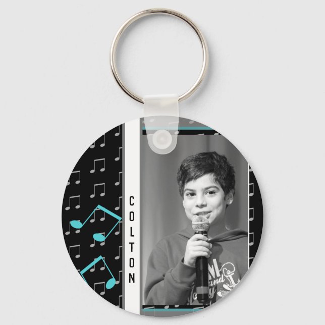 Custom Photo Karaoke Music Note Singing Design Key Ring (Front)
