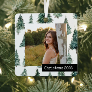 Custom photo keepsake ornament trees woodland
