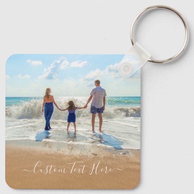 Custom Photo Keychain Gift Your Photos and Text (Back)