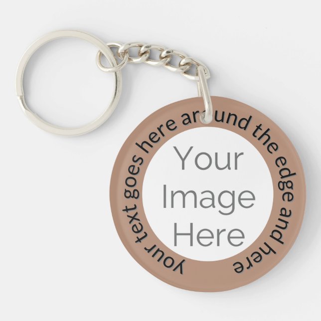 Custom Photo Keychain – Mocha mousse Brown Text  (Front)