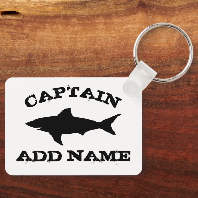 Custom photo keychain with shark fish silhouette (Front)