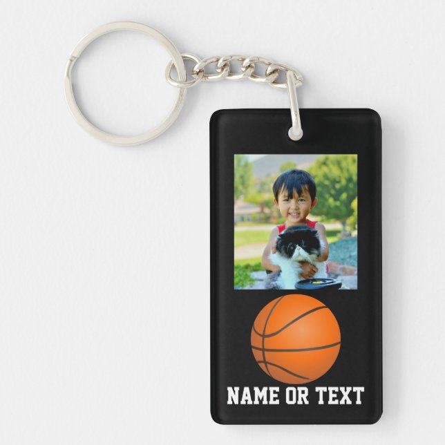 Custom Photo Kids Basketball Theme Key Ring (Front)