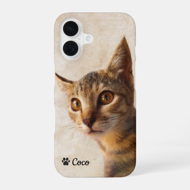 Custom Photo Kitten Cat Pet Dog Template iPhone 16 Case (Back)