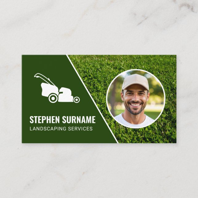 Custom Photo Landscaping Services And Lawn Care Business Card (Front)