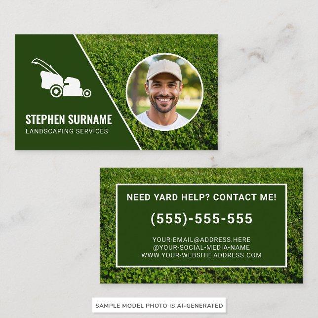 Custom Photo Landscaping Services And Lawn Care Business Card (Creator Uploaded)