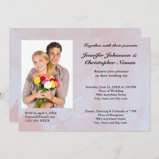Custom Photo Lavender Mist Marble Wedding Invitation