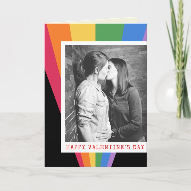 Custom Photo LGBT Pride Themed Valentine Card (Front)