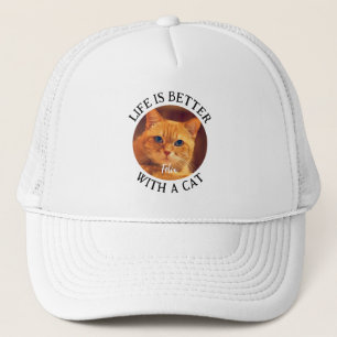 Custom Photo Life is Better with a Cat Trucker Hat