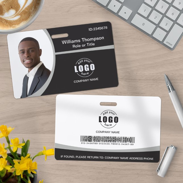 Custom Photo Logo Barcode Employee Corporate Grey ID Badge (Creator Uploaded)