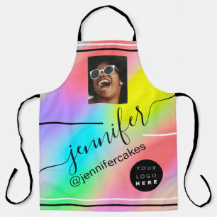 Custom Photo Logo Coffee Shop  Cake Holograph Apron