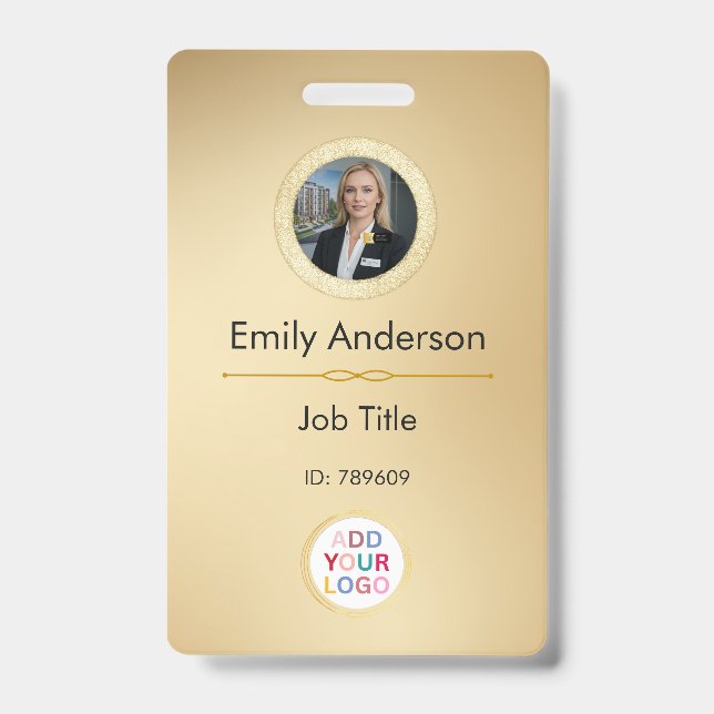Custom Photo Logo ID Badge for Business Employees (Front)