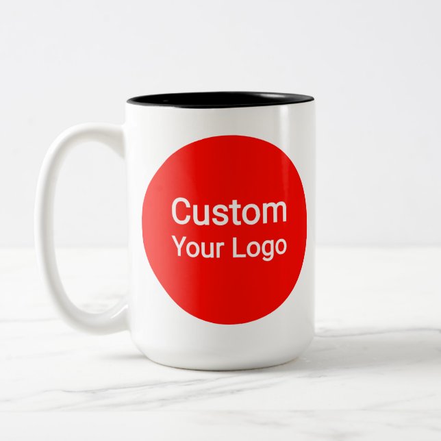 Custom Photo & Logo  | Personalized Two-Tone Coffee Mug (Left)