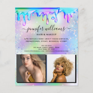 Custom Photo Logo Promotional Holographic Drips Flyer