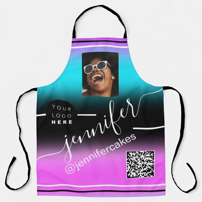Custom Photo Logo QR Menu CODE Colour Therapy Coff Apron (Front)