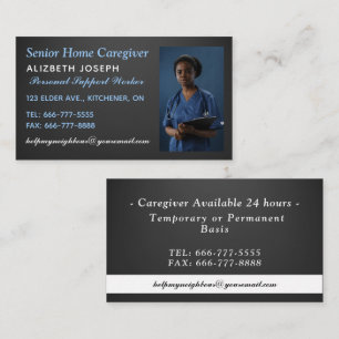 Custom Photo & Logo Senior Companion Caregiver Business Card