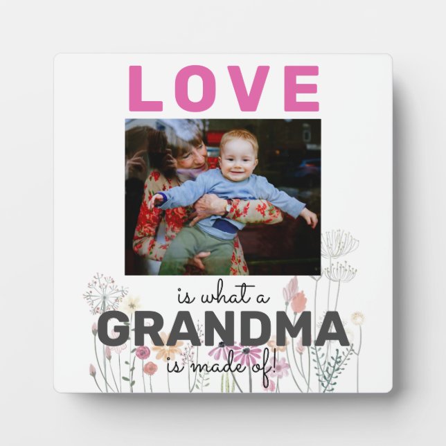 Custom Photo Love Grandma 5.25 x 5.25  Plaque (Front)
