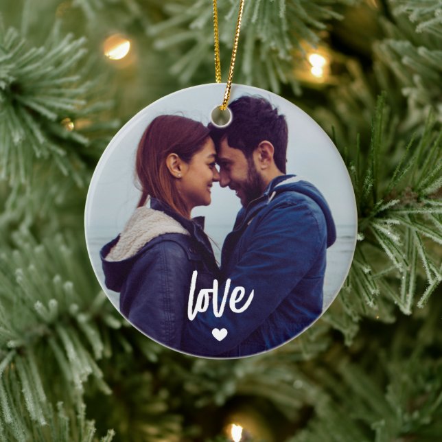 Custom Photo Love Heart Couple Ceramic Tree Decoration (Tree)