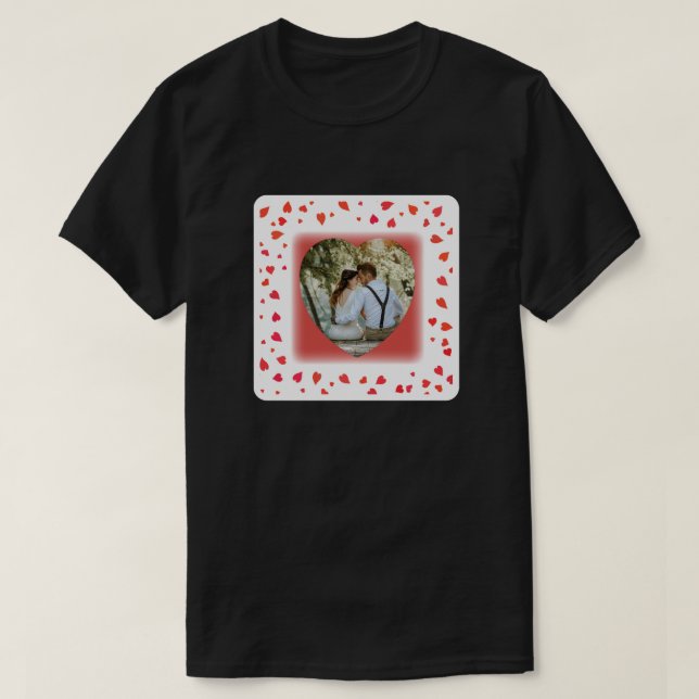 Custom Photo Love Hearts Valentine's T-Shirt (Design Front)