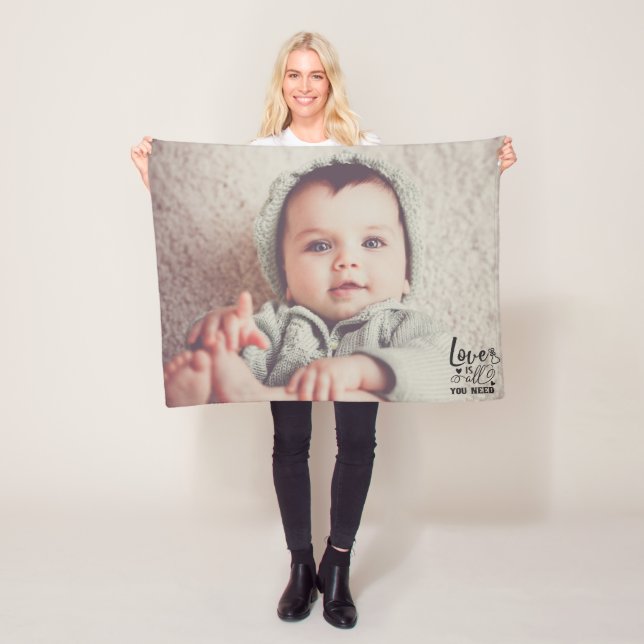 Custom Photo/Love Is All You Need Fleece Blanket (In Situ)