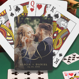 Custom photo love script heart playing cards
