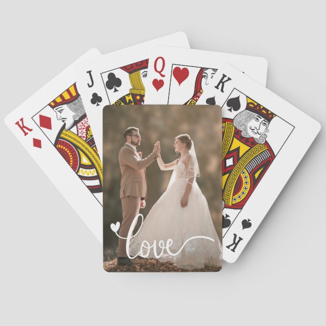 Custom Photo Love Script  Playing Cards (Back)