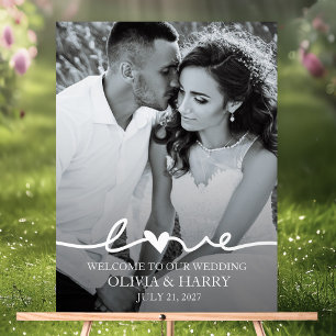 Custom Photo Love Script Wedding Acrylic Sign