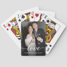 Custom Photo Love script Wedding favours Playing Cards