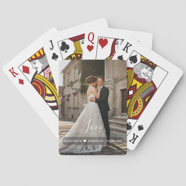 Custom Photo Love script Wedding favours Poker Car Playing Cards (Back)