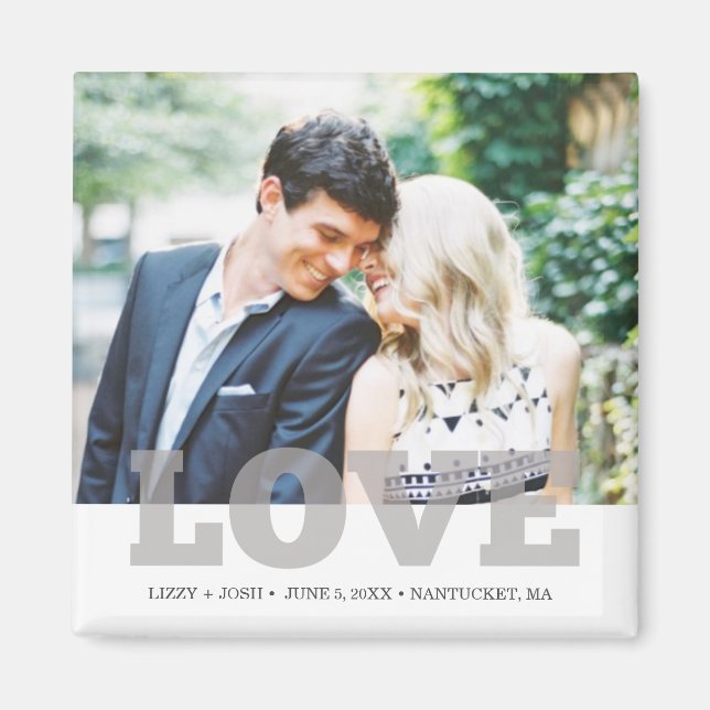 Custom Photo Love Wedding Favor Magnet (Front)