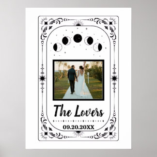 Custom Photo Lovers Bride Groom Tarot Hallowedding Poster