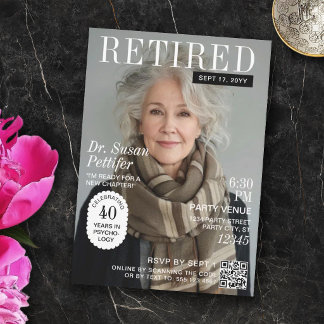 Custom Photo Magazine Cover Stylish Retirement Invitation