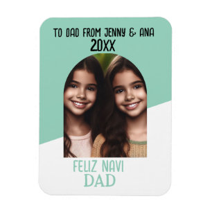 Custom Photo Magnet Feliz Navidad Keepsake for Dad